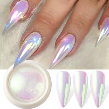 Einhorn Chrom Nagel Pulver Neon Aurora Spiegel Schillernden Nagel Pigment Meerjungfrau Perle Effekt Glitter