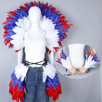 Gotisches Karnevals-3-Teiliges-Set Maskerade Gefiederter Kragen Brautschal Halloween-Kostüm-Accessoire