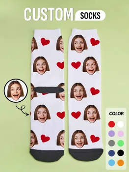 Benutzerdefinierte Gesichtssocken, personalisierte Fotosocken, anpassbare lustige Socken mit Ihrem Bild, zwei