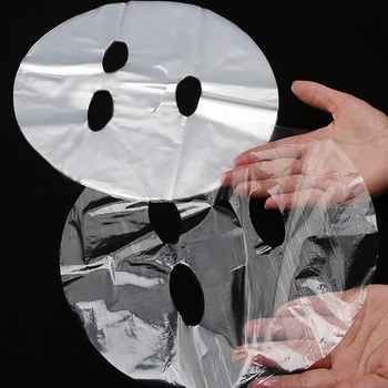 Einweg-Gesichts-Kunststofffolie, Vollgesichtsreiniger, Maske, Halsaufkleber, Papier, transparent, PE-Masken