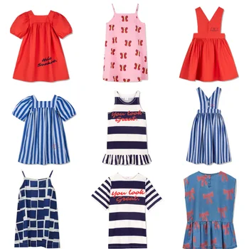 Kinderkleid SS26 neue SOMMER-Mädchenkleider mit niedlichem Print aus Denim