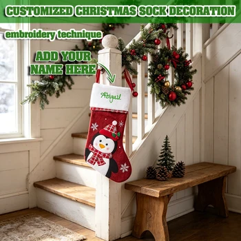 Individuell bestickter Strick-Weihnachtsstrumpf, personalisierter Weihnachtsstrumpf mit Namen für die