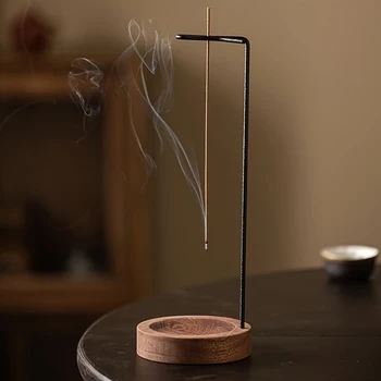Räucherstäbchenhalter, umgedrehter Räucherstäbchenhalter - abnehmbarer Fänger im Anti-Ash-Design aus Holz