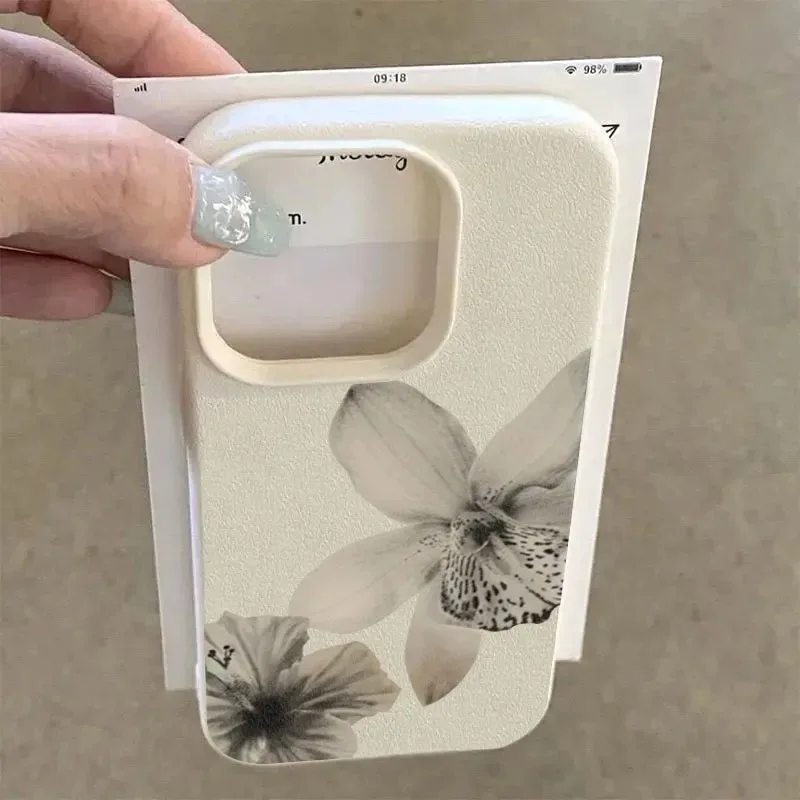 Schwarz-Weiß Blumenmuster Handyhülle für iPhone 16 17 15 14 – Bild 2