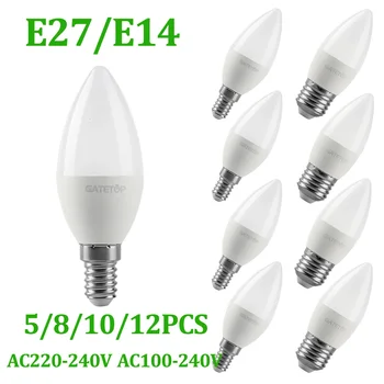 E14 E27 Led-lampe 220 V 110 V 3 W 5 W 6 W 7 W Warme Beleuchtung 3000 K 6000 K Kerze Lampe Led Kronleuchter