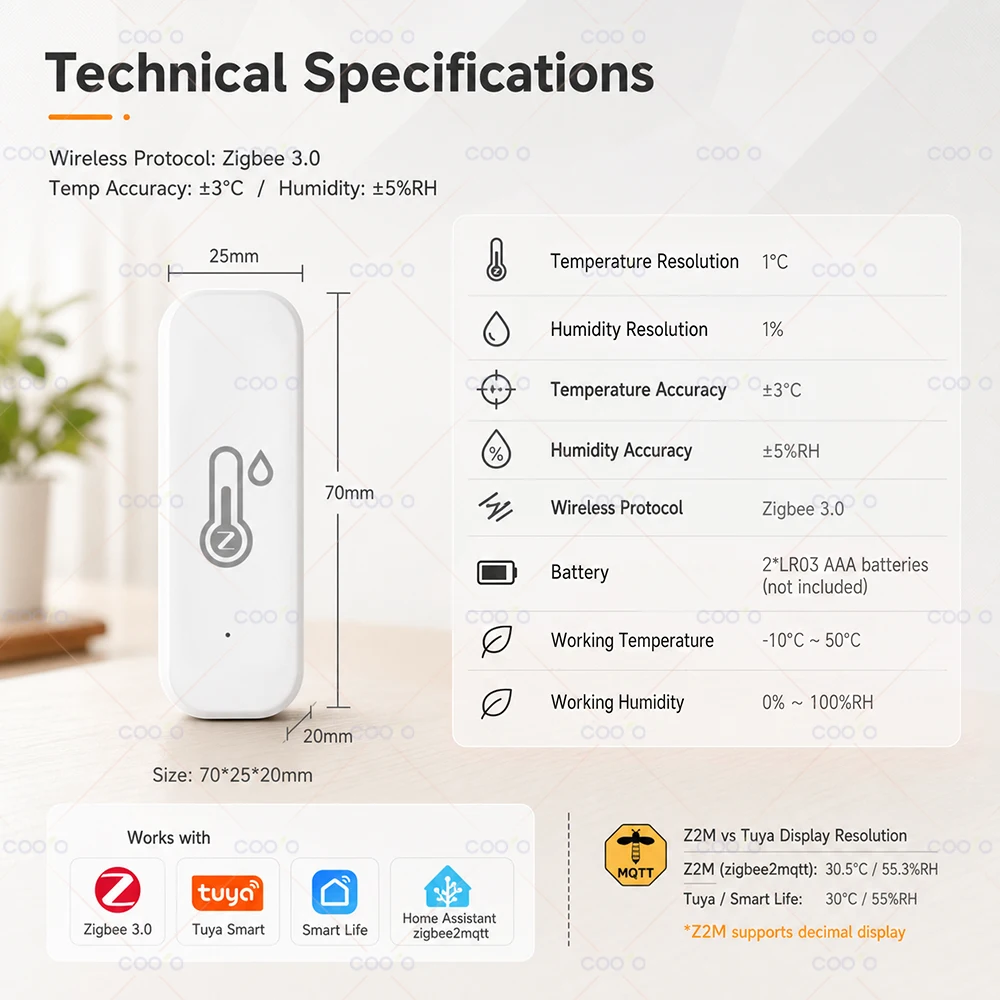 Tuya Zigbee 3.0 Temperatur- und Feuchtigkeitssensor – Bild 2