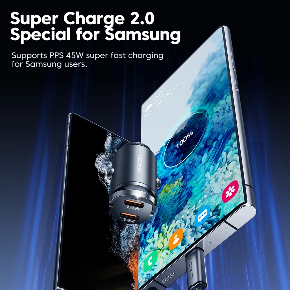 Toocki 45W USB Typ C Dual Ports Auto Ladegerät Quick Charge – Bild 4