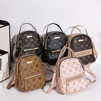 Mini Rucksack für Damen PU-Leder Bedruckt Multifunktional Leicht Umhängetasche für täglichen Gebrauch Reise