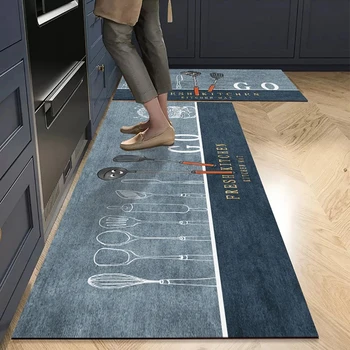 Rutschfeste Küchenmatte, lange Teppiche, Kristall-Samt-Teppich für Wohnzimmer, saugfähige Fußmatten