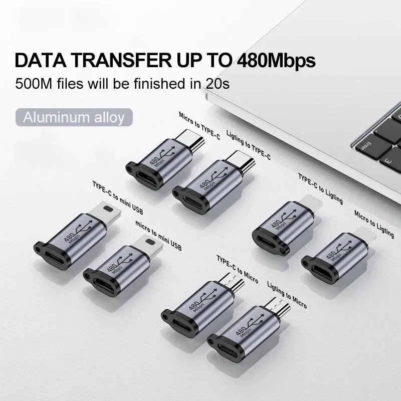 USB-Adapter-Set: USB-C, Micro-USB, Mini-USB und Lightning – Bild 2