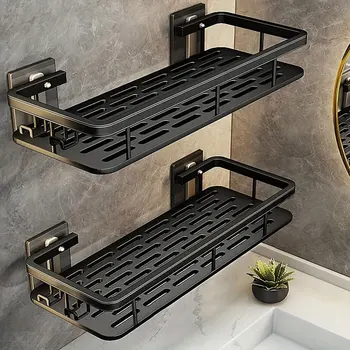 Schlag Wand Badezimmer Regal Kein Bohren Dusche Regal Küche Lagerung Organizer Shampoo Rack Make-Up Lagerung
