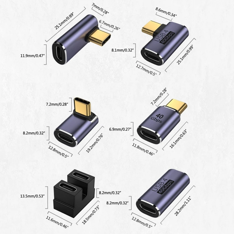 USB 4.0 40 Gbit/s Adapter 90 Grad rechtwinklig Typ C Stecker – Bild 6