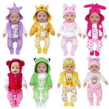 Mode Cartoon Anzug Tragen Für 17 Zoll 43 cm Reborn Baby Puppe, 18 zoll 45 cm American Girl Puppe Kleidung