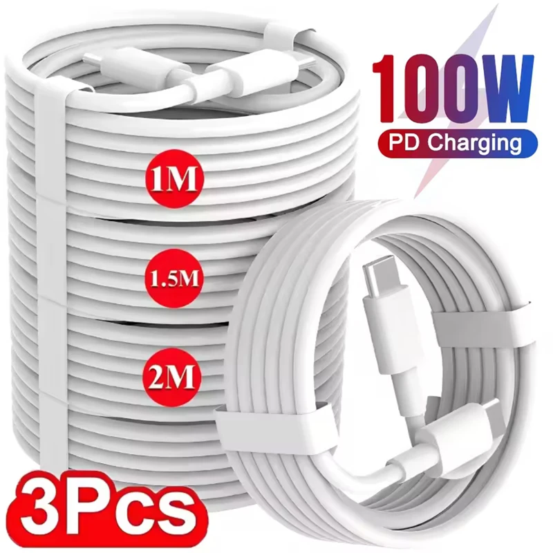 3-teiliges USB-C-auf-USB-C-Kabel, 100W Superschnelles