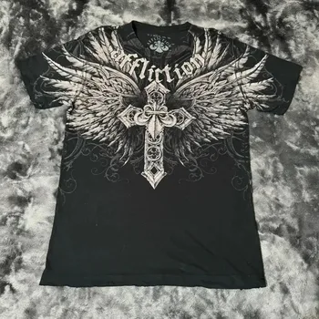 Sommer männer Atmungsaktive Rundhals T-shirt Y2K Retro Kleidung Punk Hip Hop Muster Gedruckt Outdoor Fashion
