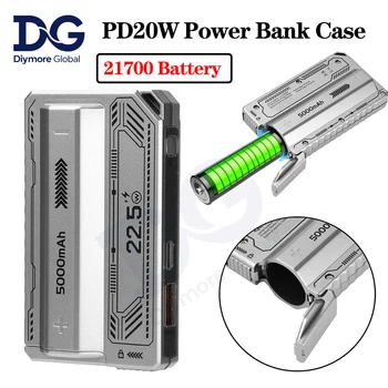 PD20W Power Bank-Gehäuse, 21700-Batteriegehäuse mit hoher Kapazität, schnelles Aufladen, integriertes Kabel