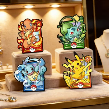Cartoon Charmander Emaille-Pins Metallbroschen Anstecknadeln für Rucksack Kleidung Schmuck (4 Stück)
