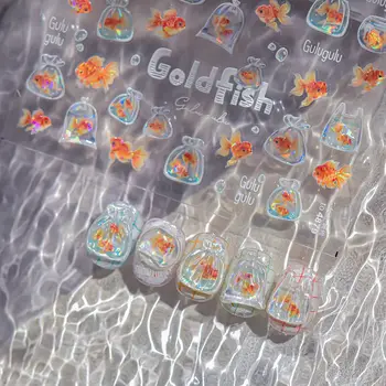 Süße eine Tüte Seestern Nagel Charm Aufkleber 3D Gelee Ozean Fisch Blase selbstklebende Nagelaufkleber DIY