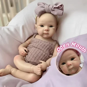 13 Zoll wasserdichte Bettie Reborn Silikon-Mädchenpuppe mit 2 Outfits, handbemalte Haut, weiche