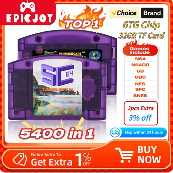 EPICJOY SummerCart 64 SC64 Open-Source-Spielkarte N64 mit integriertem Emulator für N64-Konsole, Geschenk