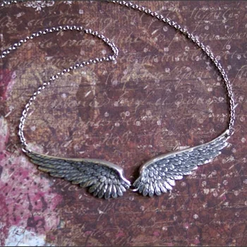 Vintage Engelsflügel Feder Halsband Großer Anhänger Ästhetische Gliederketten Statement Halskette für Frauen