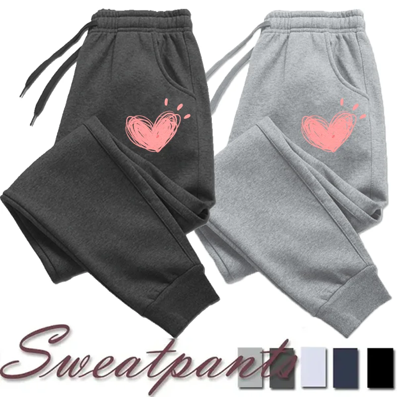 Frauen Nette Herz Gedruckt Jogginghose Herbst Winter