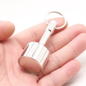 Silber Farbe Super Starke Metall Magnet Überprüfen Auto Schlüsselbund Split Ring Tasche Schlüsselring Hängen