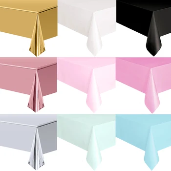Einweg-Tischdecke, weiß, schwarz, rosa, goldfarben, Kunststoff, für Geburtstag, Hochzeit, Party, Esstisch