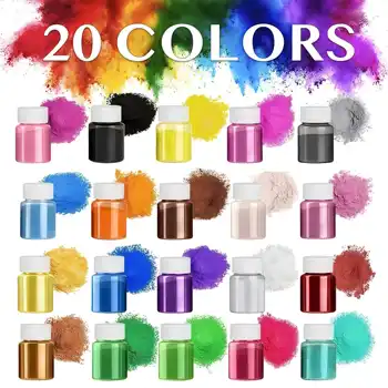 20 Farben, 20ml Packung, Epoxidharz, Magnesiumpulver, Metallic-Glanzfarbpigmente, Epoxidharz-Kunstset