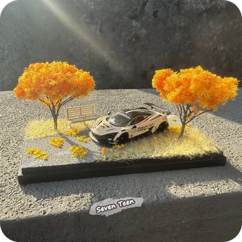 1:64 Herbstszenen-Miniatur-Automodell-Acryl-Vitrine Modell-Fotorequisiten Heimdekor Miniatur-Ornament