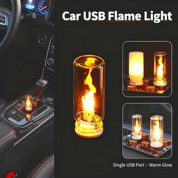USB LED Flammen-Nachtlicht Mattiertes Klarglas Flackerndes Dynamisches Flammenlicht Stimmungsbeleuchtung
