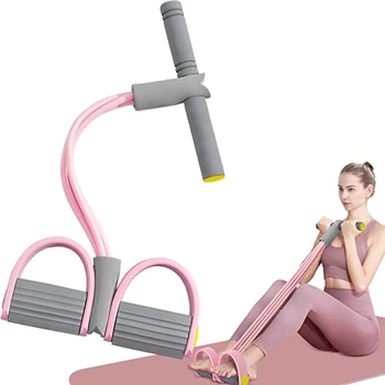 Widerstandsbänder, 4-Röhren, Yoga-Pedal-Abzieher, Widerstandsband, elastisches Zugseil, Fitnessgeräte
