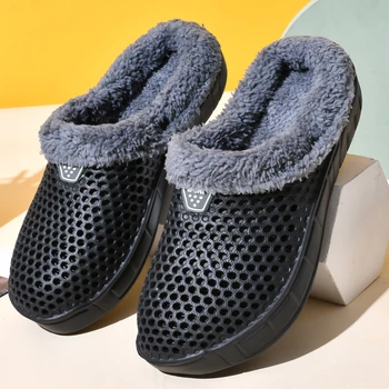 Paar-Stil Herren- und Damen-Baumwoll-Hausschuhe, Winter, warm, plus samtverdickte Clogs, Mule-Schuhe