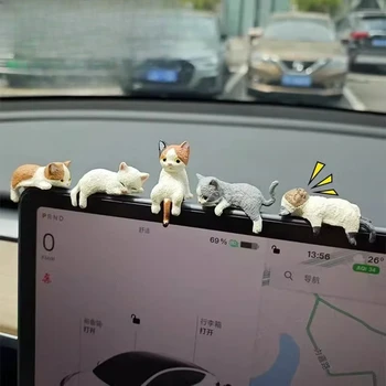 Nette Kätzchen Dekoration Kreative Schlafen Katze Puppe Automobil Bildschirm Ornamente Spielzeug (4 Stück)