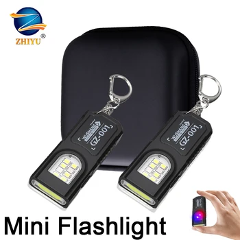 Leistungsstarke Mini-COB-LED-Schlüsselanhänger-Taschenlampe, USB wiederaufladbar, hängendes Arbeitslicht