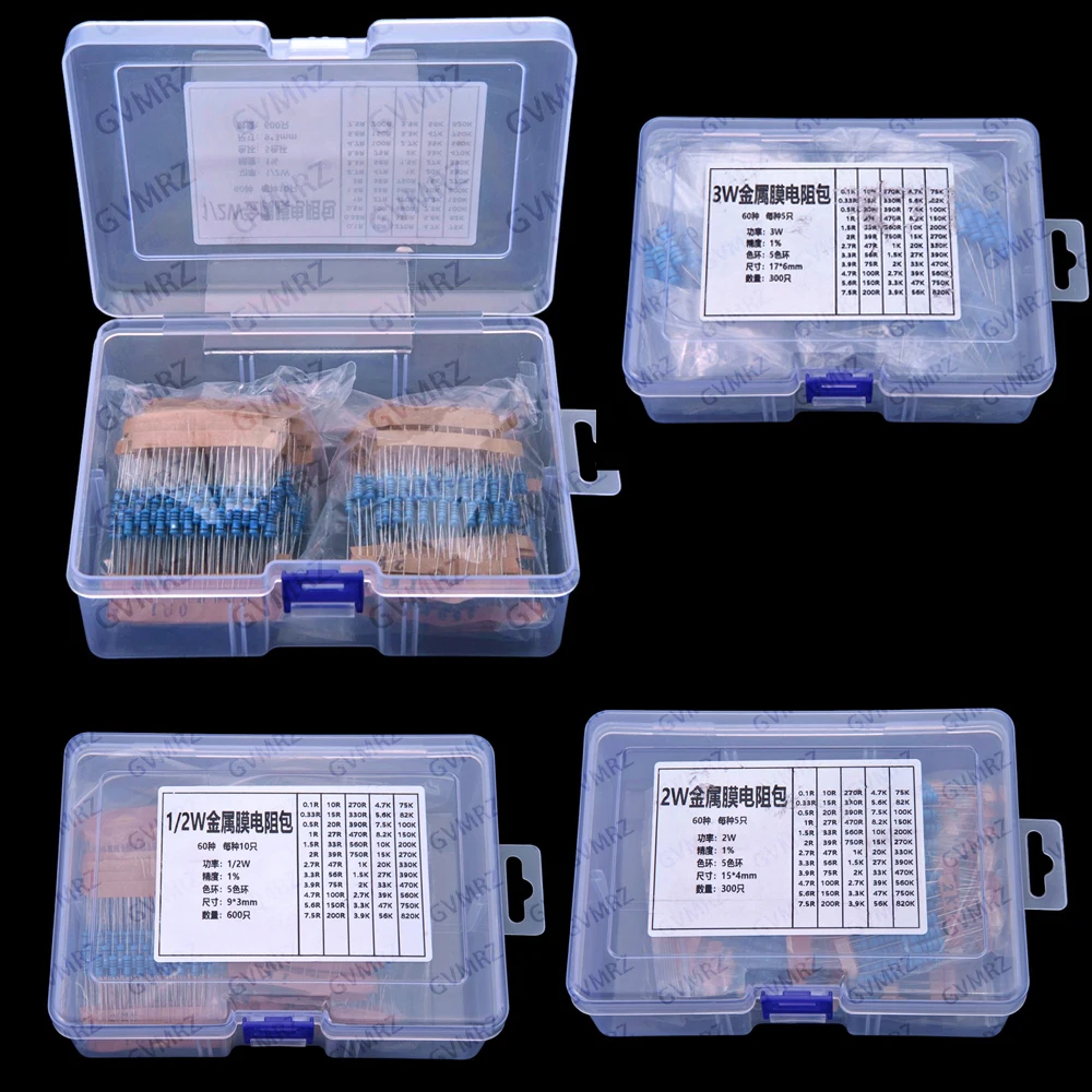 60 Werte 2W 3W 1/2W 1W 1% Metallfilm-Widerstände Set DIP 0,1R – Bild 5