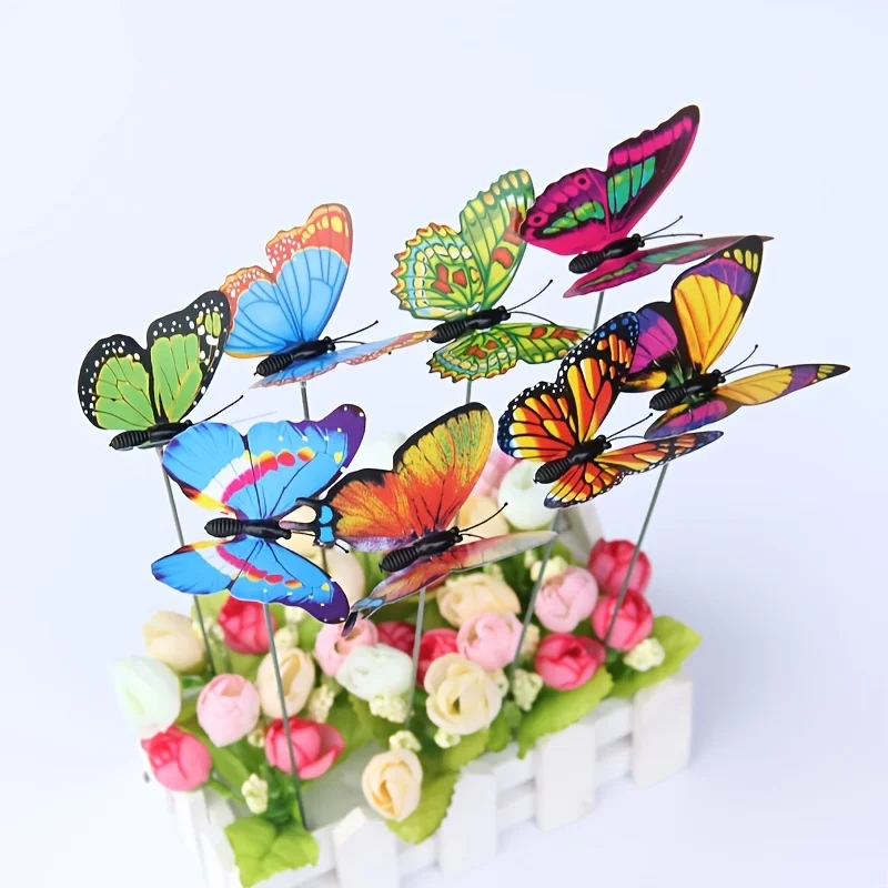 10 bunte Schmetterlingspfähle, 3D-künstliches – Bild 4