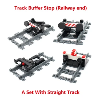 Stadt Zug Teile Zug Eisenbahn Puffer Stop Modell Set Eisenbahn Ende Kompatibel 53401 Gerade Track MOC RC Zug