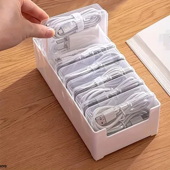 Datenkabel-Aufbewahrungsbox mit 7 Kleinen Fächern, Desktop-Kabelorganizer für Büroschreibtisch