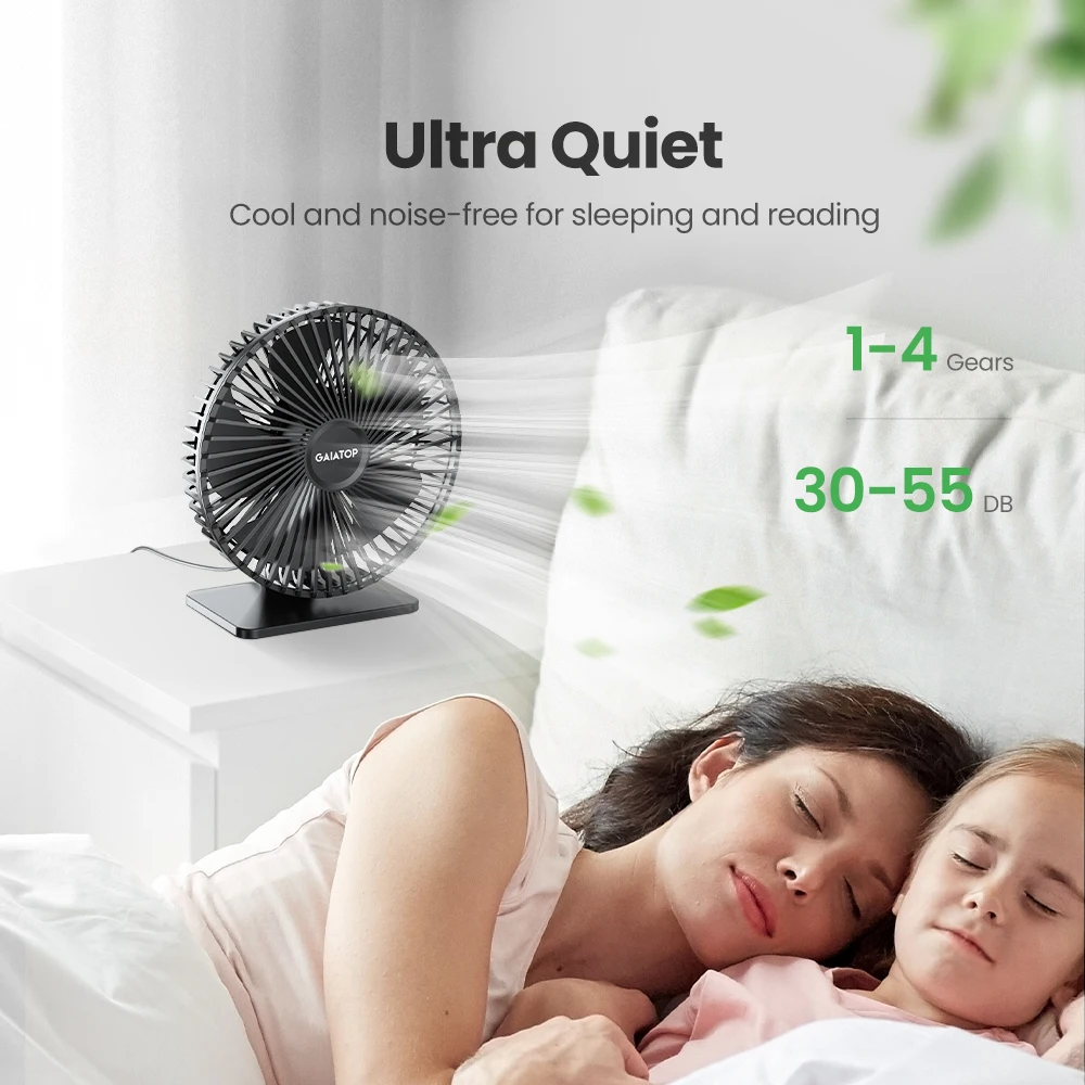 GAIATOP Schreibtischventilator, tragbarer USB-Ventilator 90 ° – Bild 3