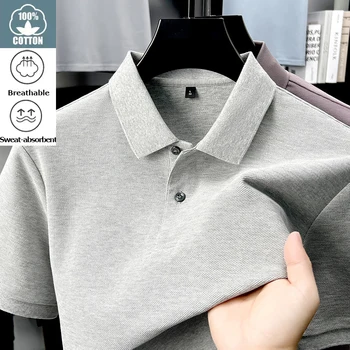 Herren-Poloshirt aus 100 % Baumwolle - lässiges, atmungsaktives Sommer-T-Shirt, 19 Farben, ideal für Golf