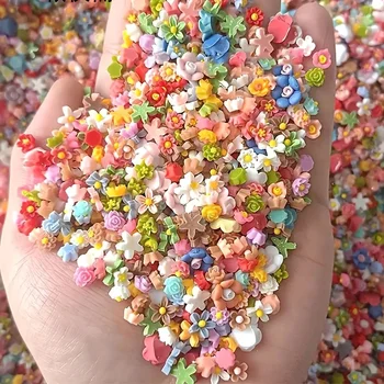 Mini-Blumen- und Sternperlen-Sortiment - lebendige Kunstharz-Bastelperlen für DIY-Schmuck (200 Stück)