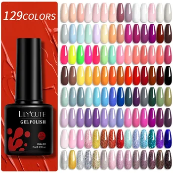 LILYCUTE 129 Farben 7 ml Nagelgelpoliermittel Nagelzubehör Vernis Semi Permanent Nail Art Maniküre Soak Off