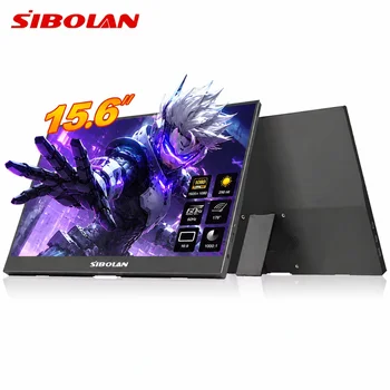 Sibolan 15,6-Zoll-Portemonitor, FHD 1080P, 100 % sRGB, HDMI, Typ-C, mit integriertem Ständer