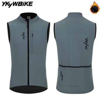 YKYWBIKE Herren Radsport Gel-Isolierte Thermofleece Fahrrad-Windjacke Ärmellose Fahrradweste Winddicht