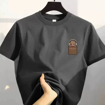 Amerikanischer Stil, Vintage-Mode, schlichtes Design, bedrucktes Baumwoll-T-Shirt für Herren, übergroßes