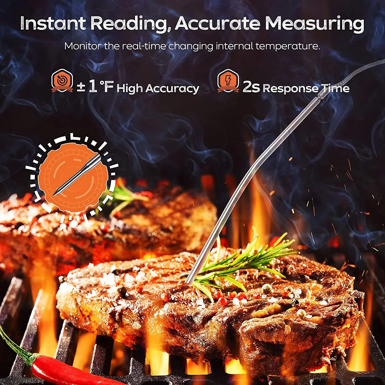 HOMEFISH Digitales Fleisch-Küchenthermometer, rostfrei – Bild 2