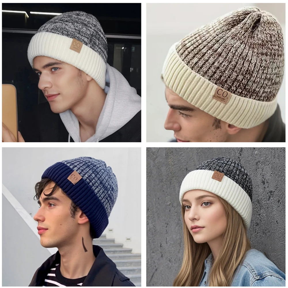 Neue Unisex Zwei-Ton Winter Hüte Hinzufügen Pelz Gefüttert – Bild 5