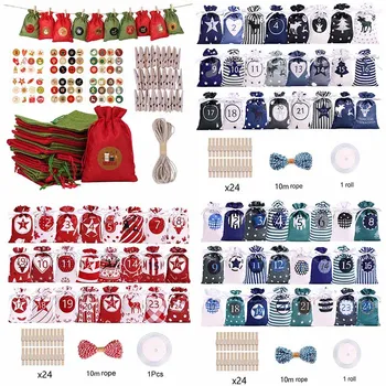 24-Tage-Adventskalender-Tüten DIY Weihnachts-Countdown-Adventstasche mit Clip Christbaumschmuck 2026
