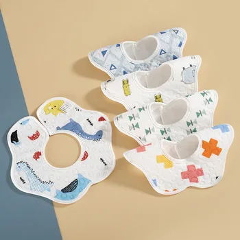 Zufällig 3 stücke Wasserdichte Baby Fütterung Lätzchen 360 Grad Blütenblatt Kleinkinder Baumwolle Speichel